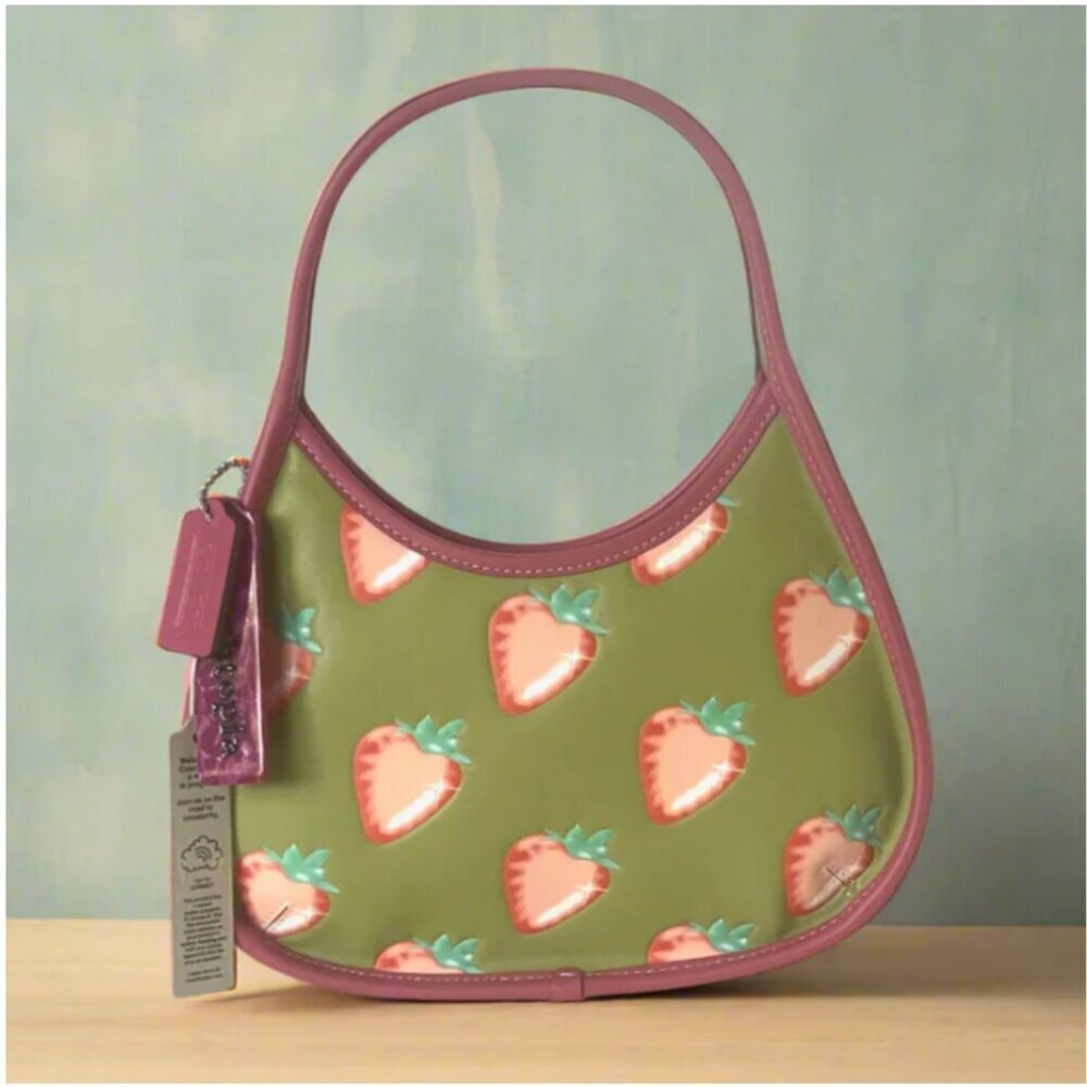 Coach Coachtopia Ergo Bag Strawberry Print Green CL757 Sabrina Lau